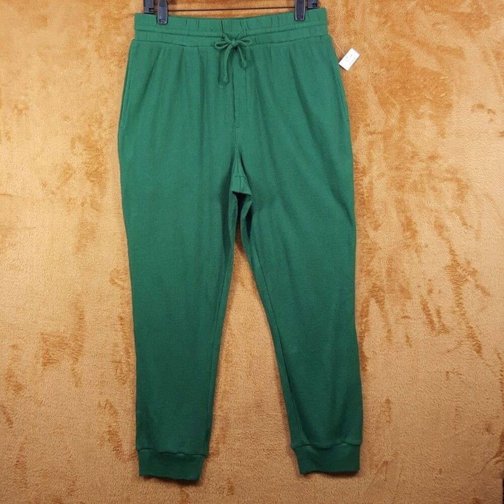 CLUB ROOM Jogger Pants Mens Medium Green Pull On Thermal Waffle Knit Comfort
